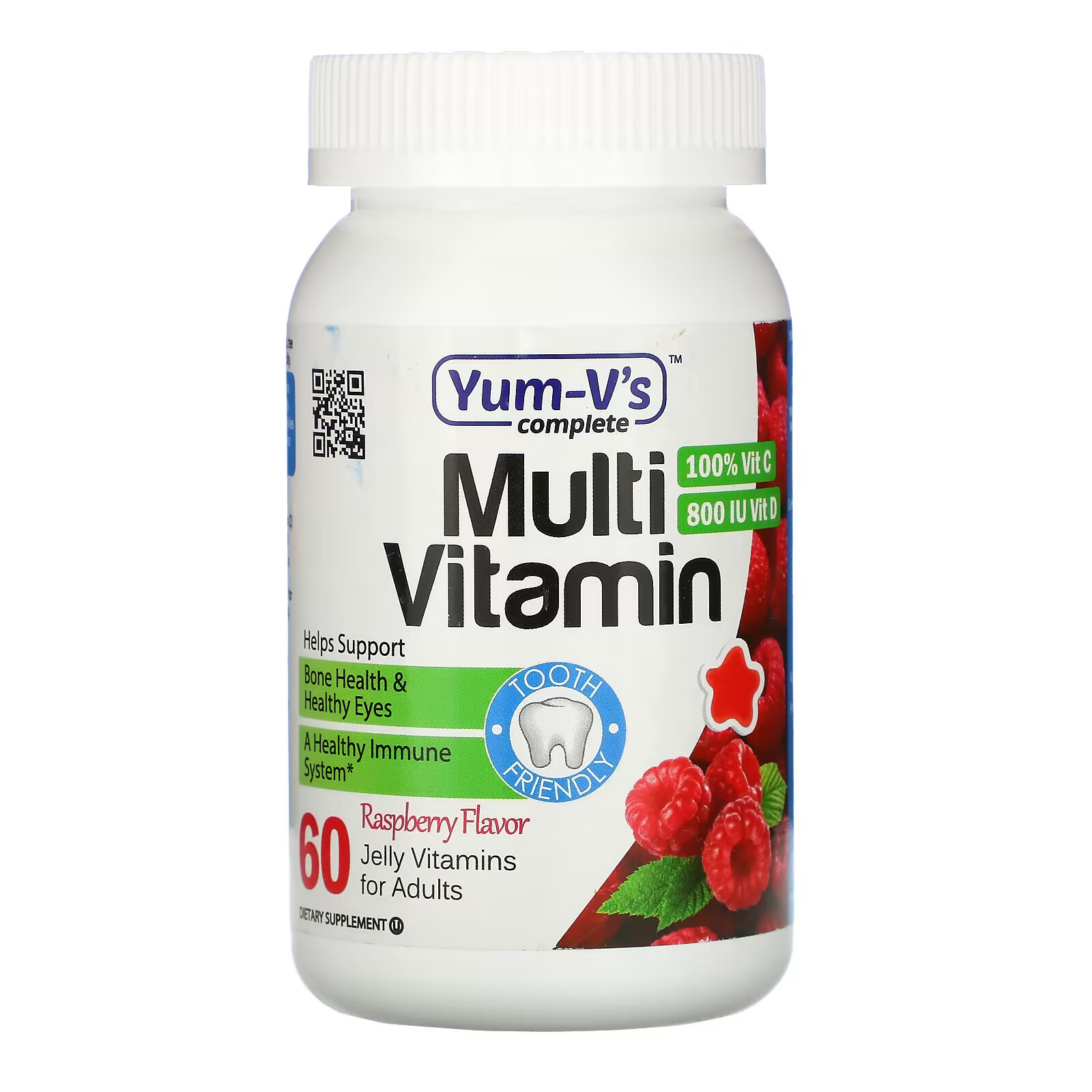 YumV's, Мультивитамины для взрослых, со вкусом малины, 60 желейных витаминов yumv s витамин d со вкусом малины 1000 ме 60 желейных мишек