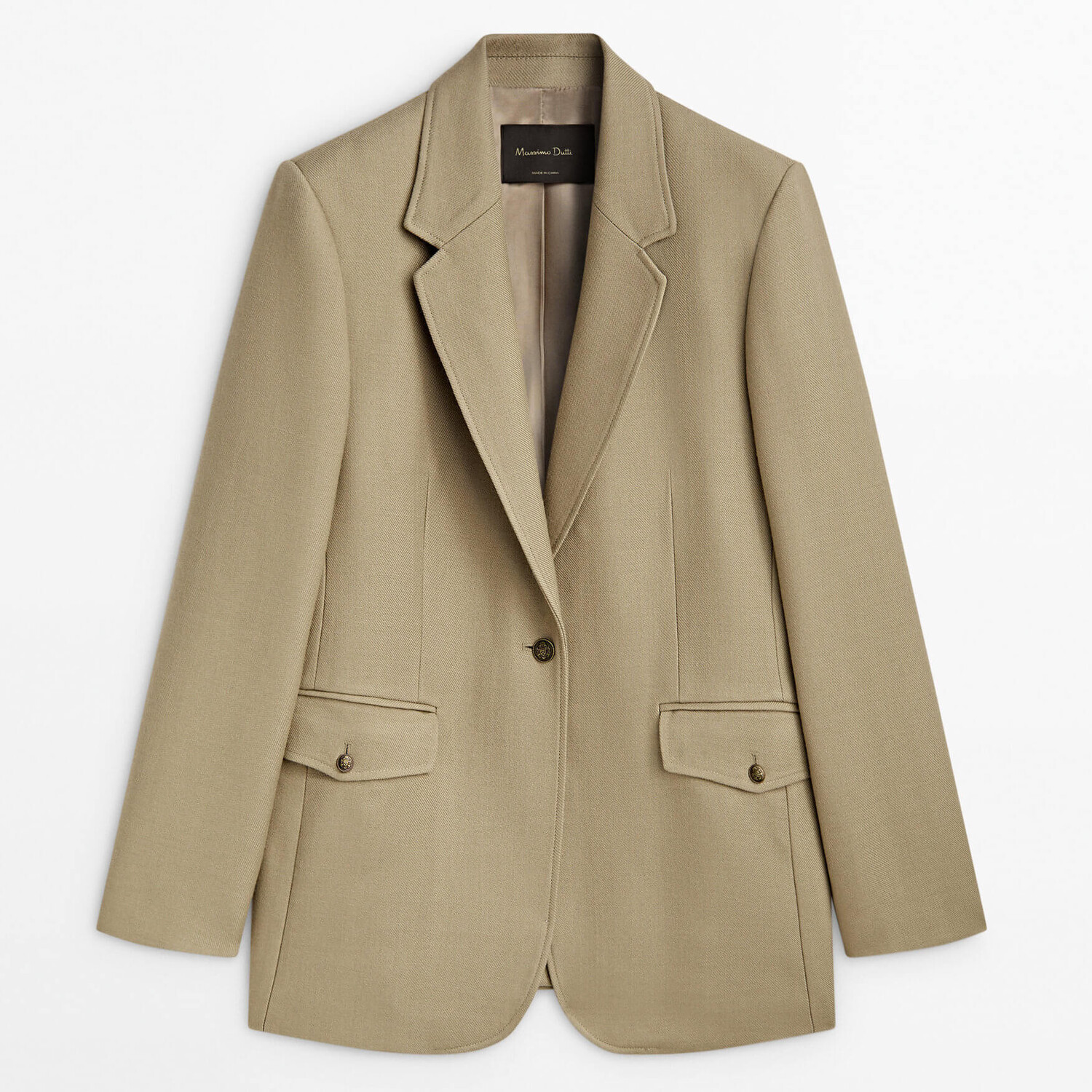 

Пиджак Massimo Dutti Twill With Buttons, бежевый