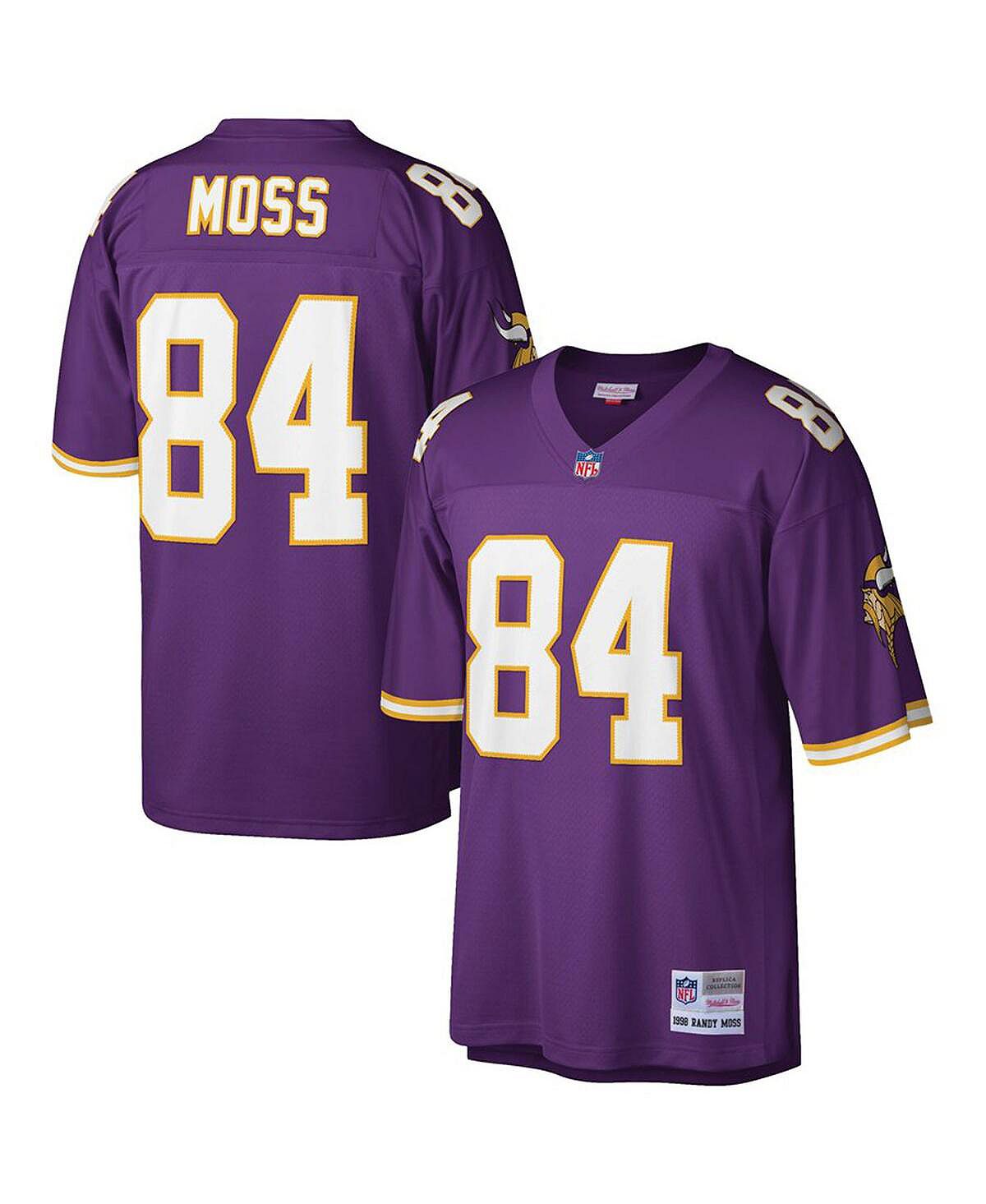 Мужская футболка randy moss purple minnesota vikings big and tall 1998 года, копия игрока на пенсии Mitchell & Ness, фиолетовый