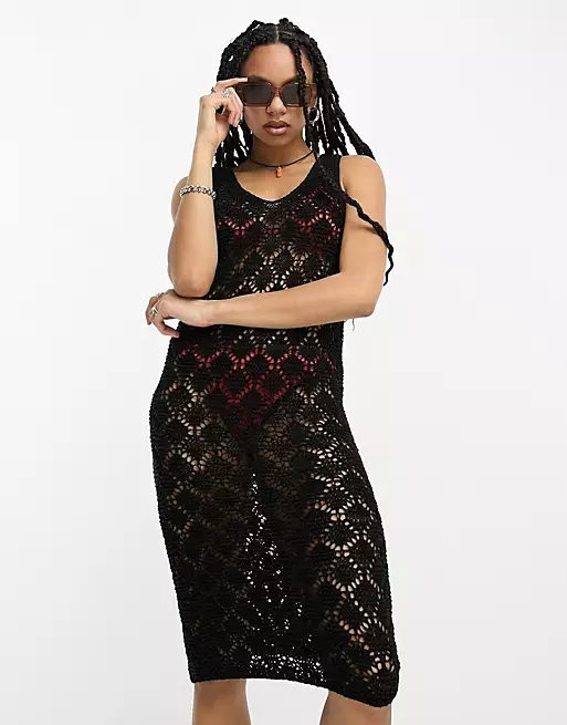 

Пляжное вязаное платье Asos Design, черный