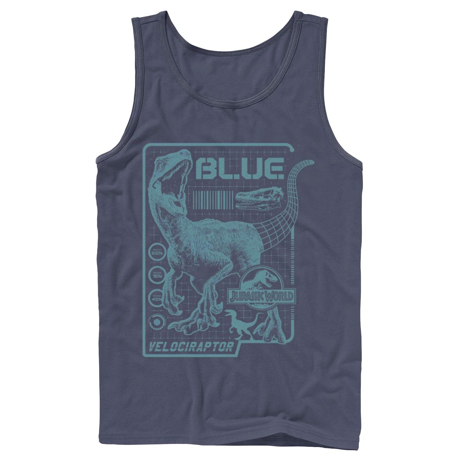 

Мужская майка Jurassic World Two Blue Raptor Schematic. Licensed Character