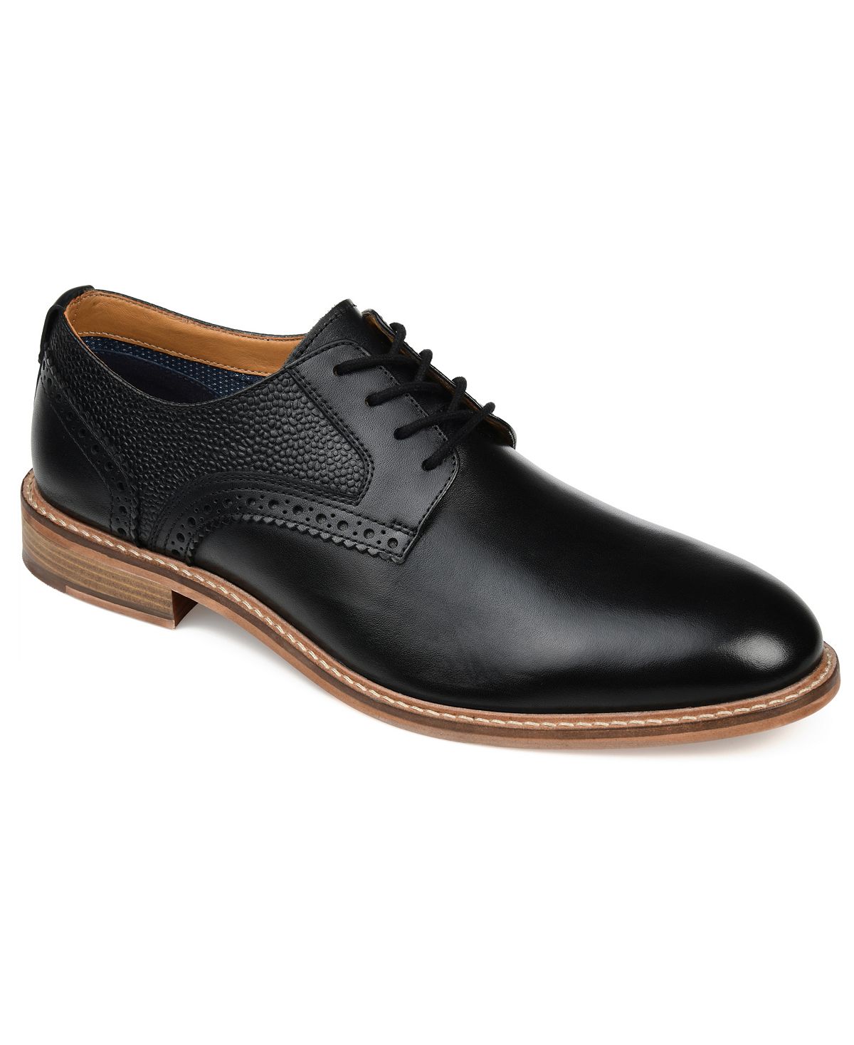 Мужские туфли-броги clayton с однотонным носком в стиле дерби Thomas & Vine, черный цена и фото
