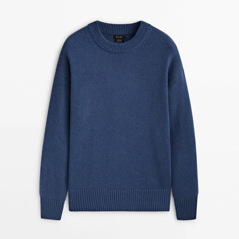 

Свитер Massimo Dutti Knit Crew Neck Boxy-Fit, синий