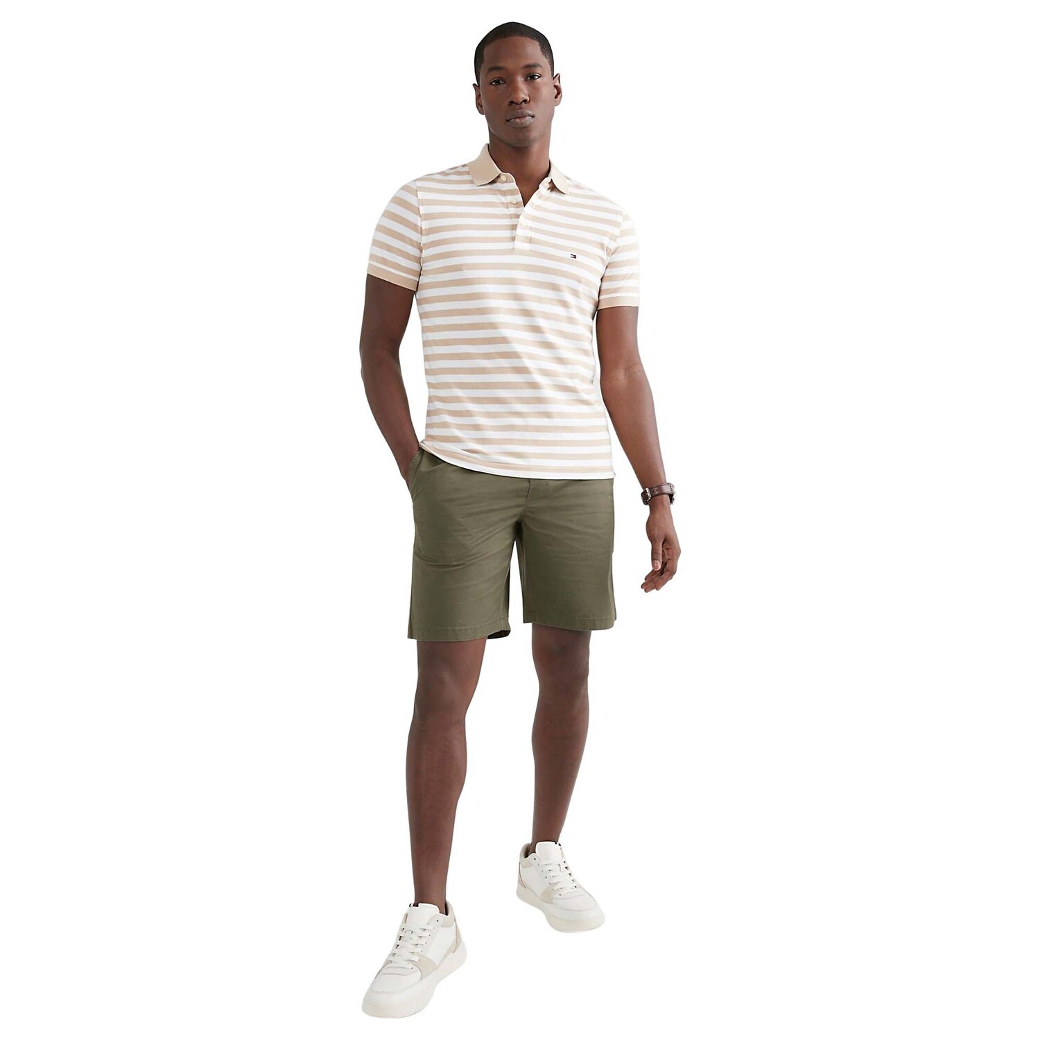 

Поло Tommy Hilfiger Stripe Slim Fit, белый/бежевый