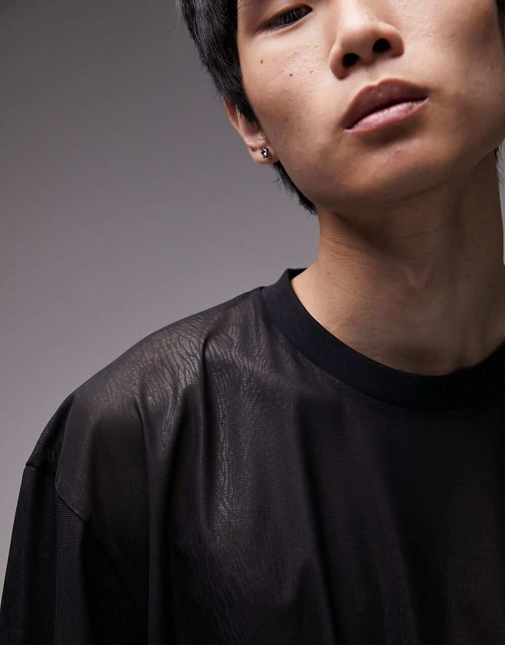 

Черная прозрачная футболка оверсайз Topman, Черный