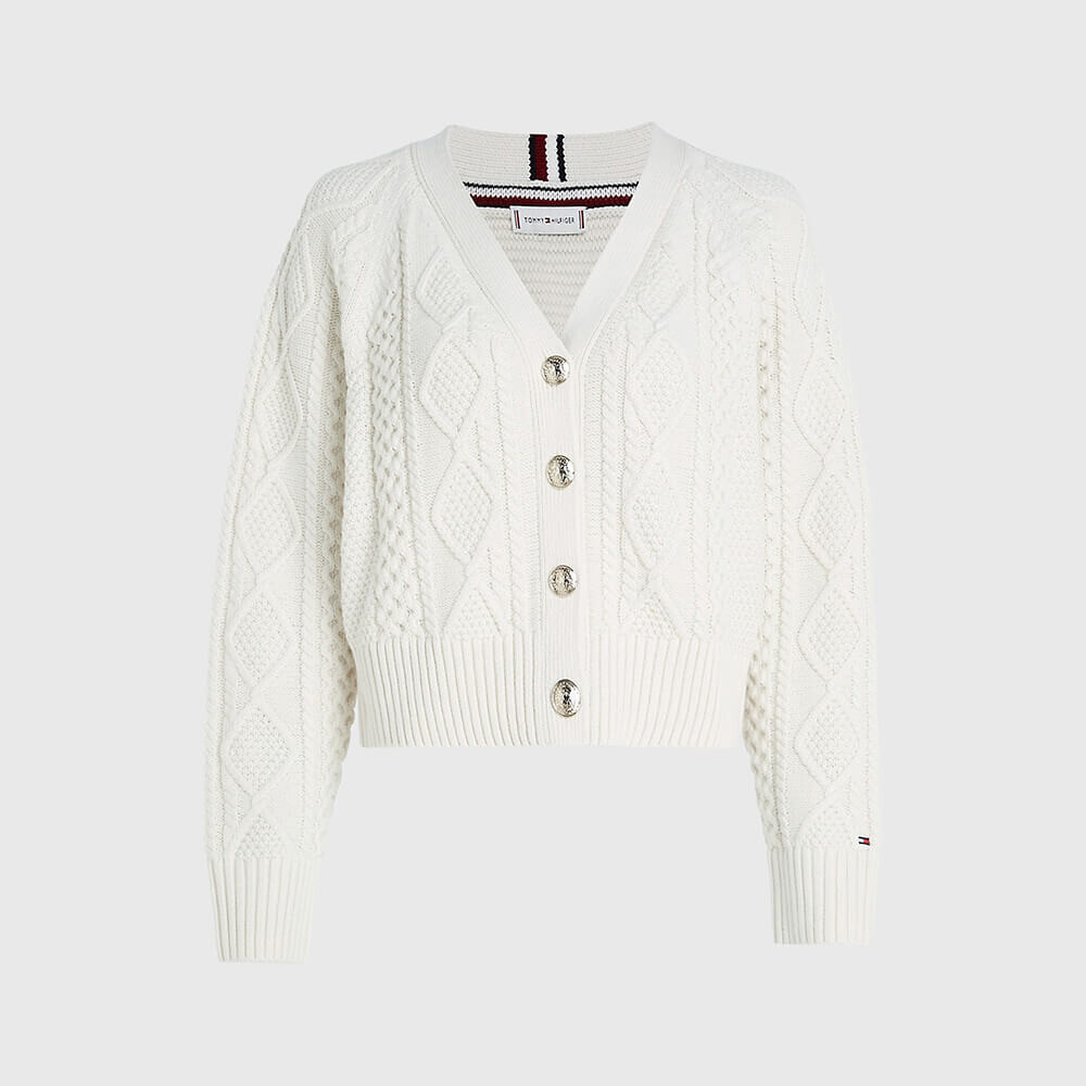 

Кардиган Tommy Hilfiger Cropped Cable Knit, белый