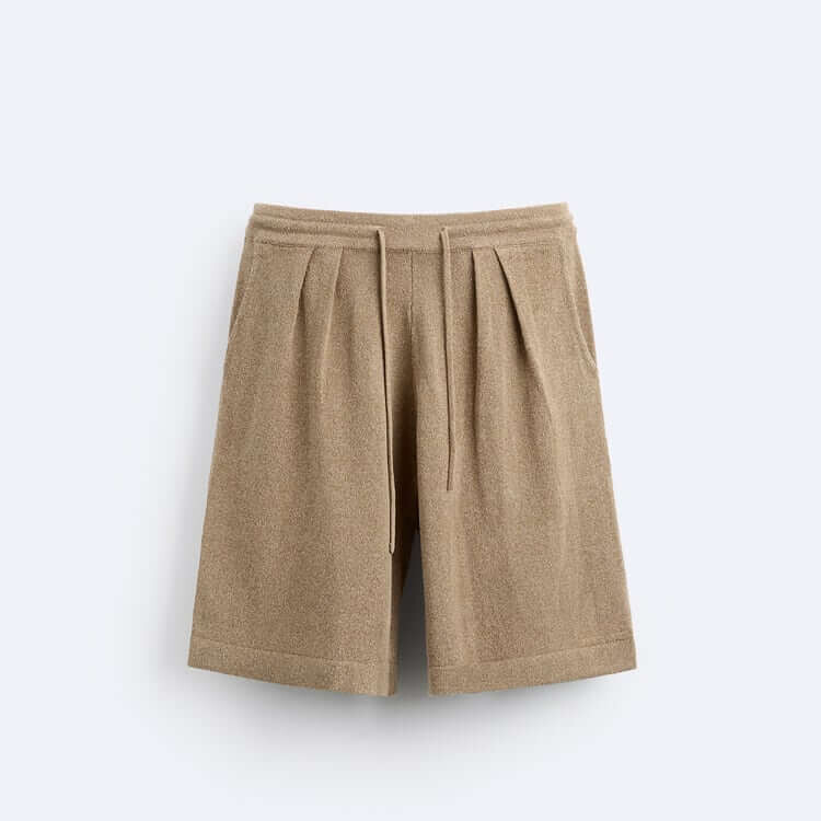 

Шорты Zara Linen - Viscose Knit Bermuda, темно-бежевый