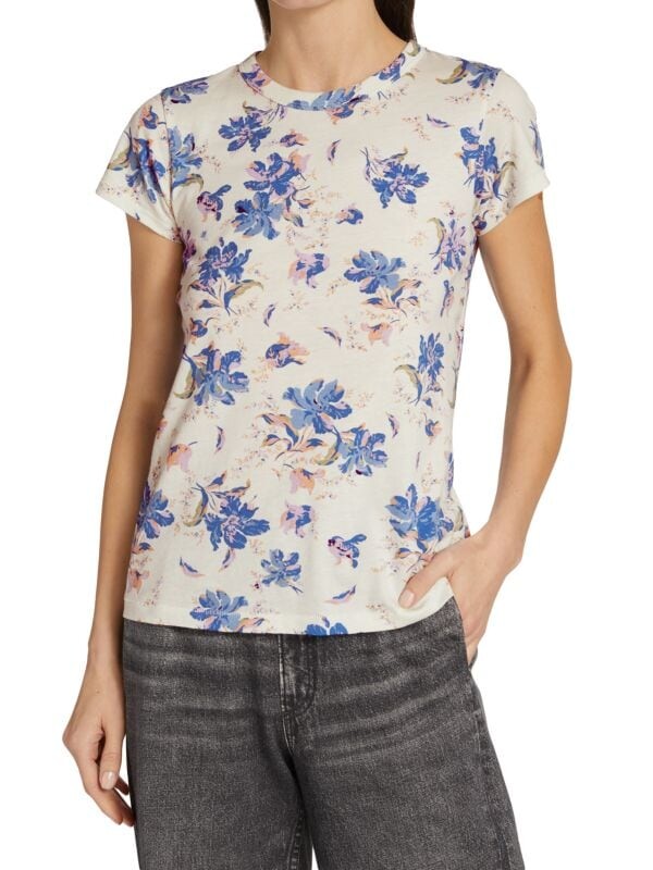 

Футболка Rag & Bone с круглым вырезом и цветочным принтом, ivory