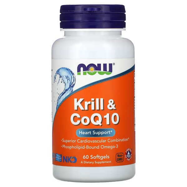 Масло криля и CoQ10 Now Foods, 60 капсул now foods coq10 with vitamin e