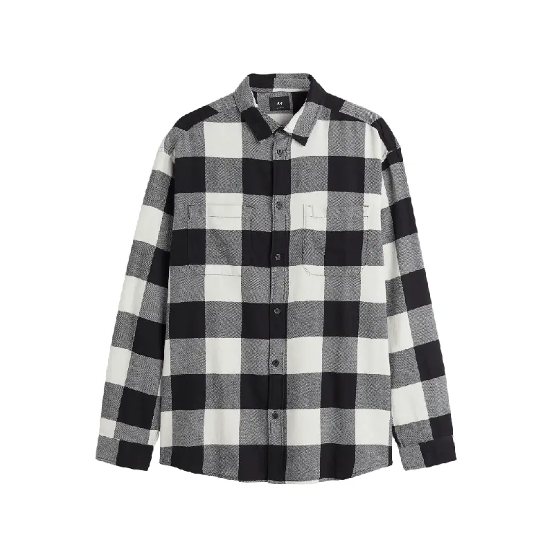 

Рубашка H&M Relaxed Fit Twill, белый/черный