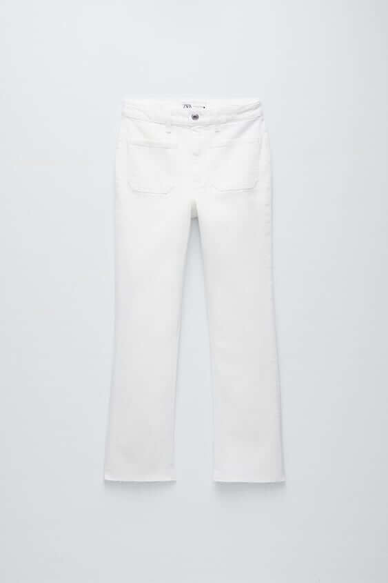 

Джинсы женские средней посадки расклешенные Zara The Cropped Flare, белый
