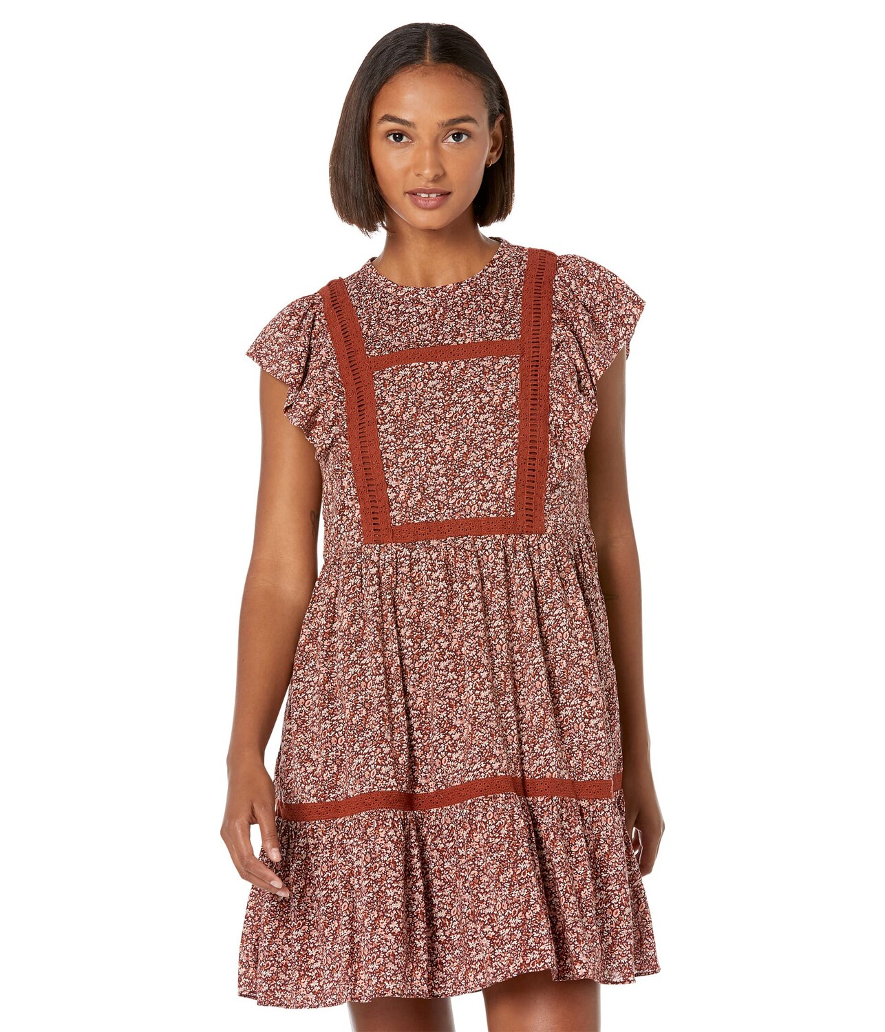 

Платье Madewell, Flutter-Sleeve Mini Dress in Cottage Garden