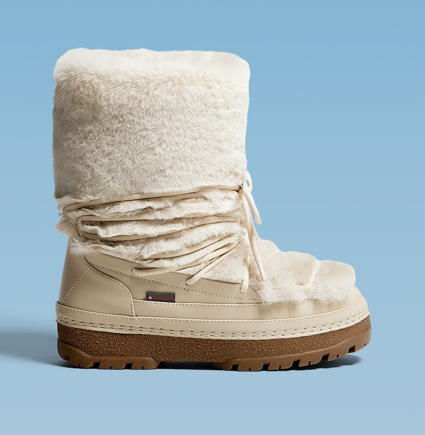 

Ботинки Oysho Primaloft Faux-fur Après-ski, бежевый