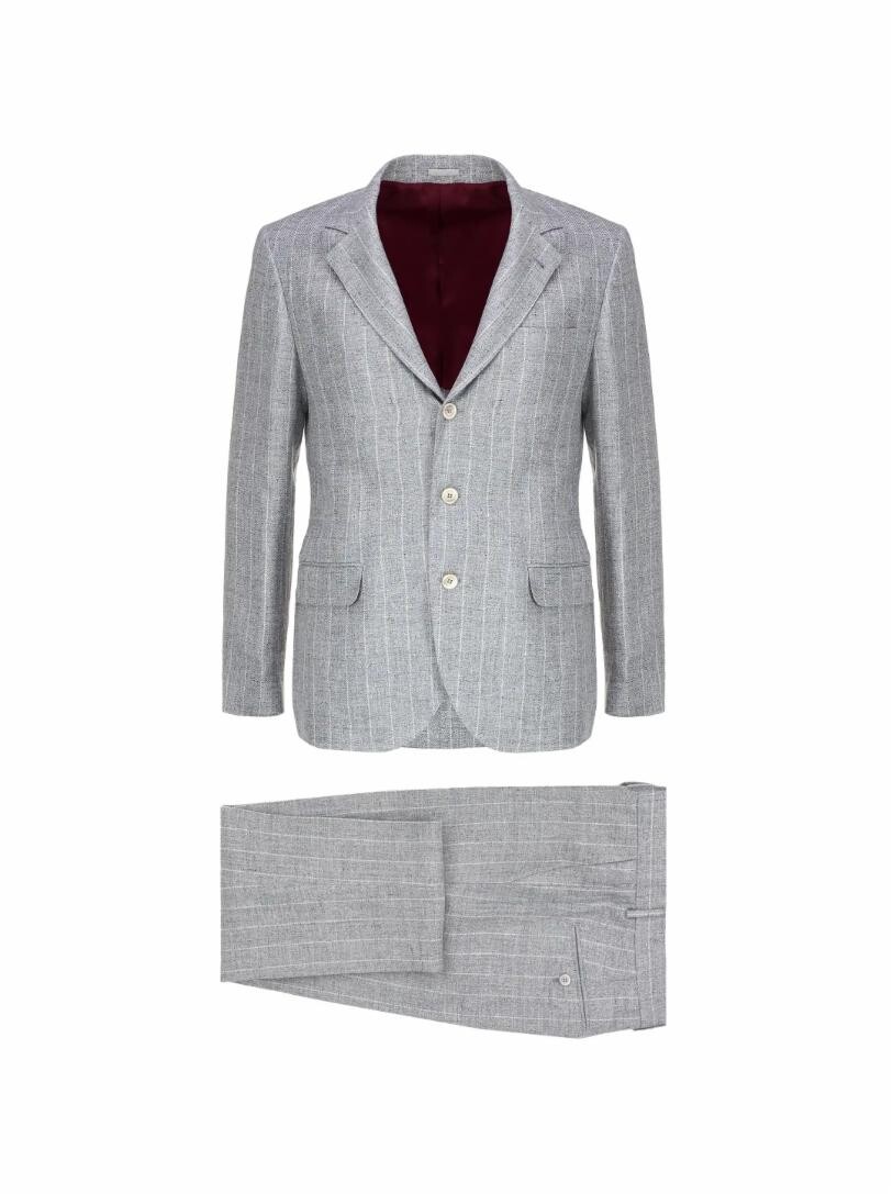 

Костюм в полоску из смеси льна и шерсти Brunello Cucinelli