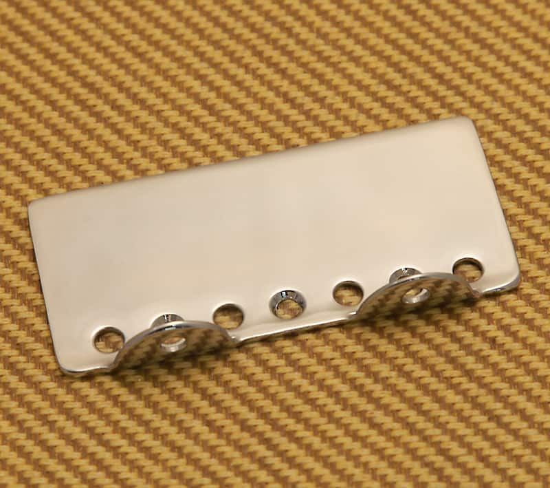 009-6198-049 Подлинная пластина бриджа Fender USA Chrome 51 P Precision Bass/Tele 009-6198-000 Genuine Fender USA Chrome 51 P Bass/Tele Bridge Plate - фото