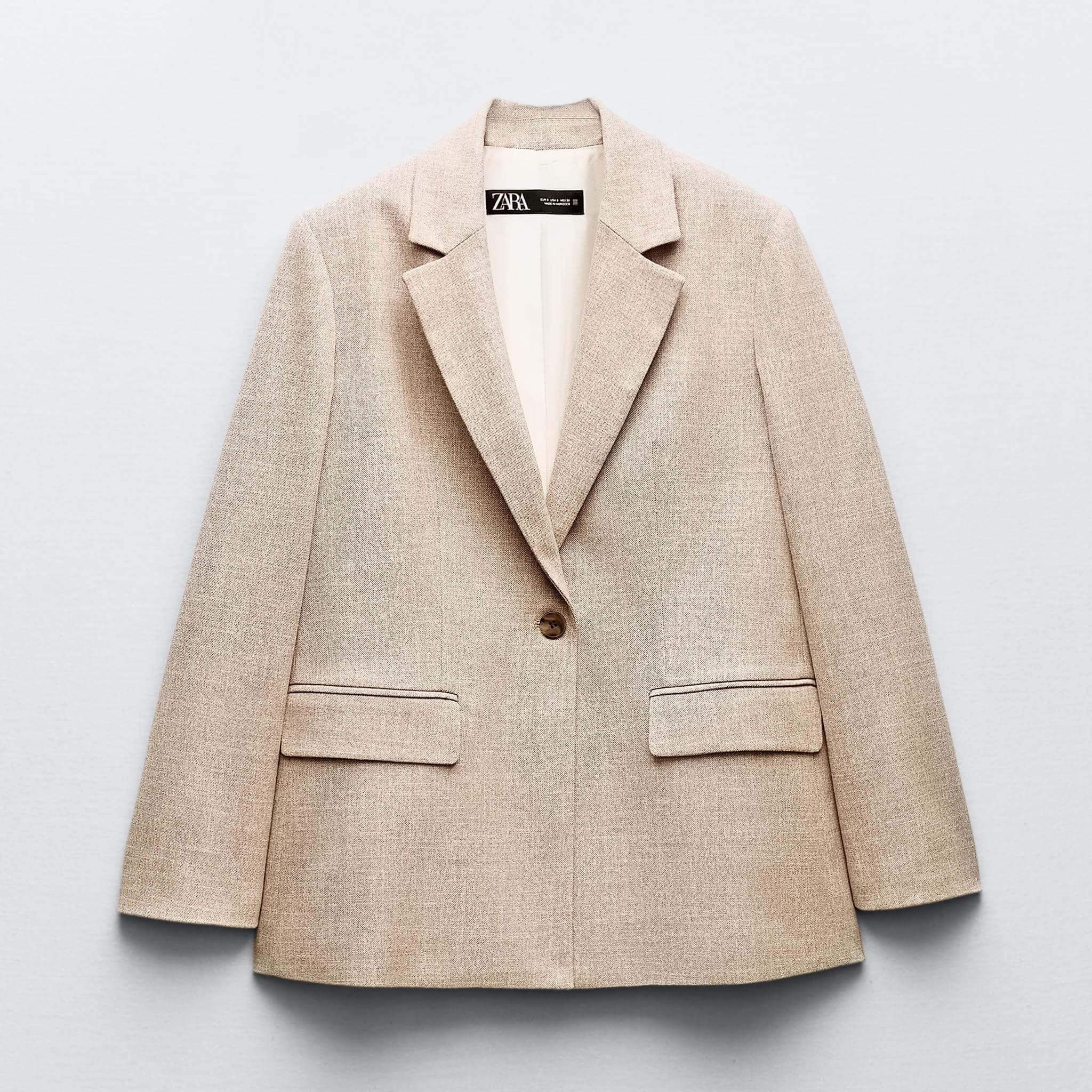 Блейзер Zara Oversize With Button, рыжевато-коричневый куртка zara oversize leather коричневый