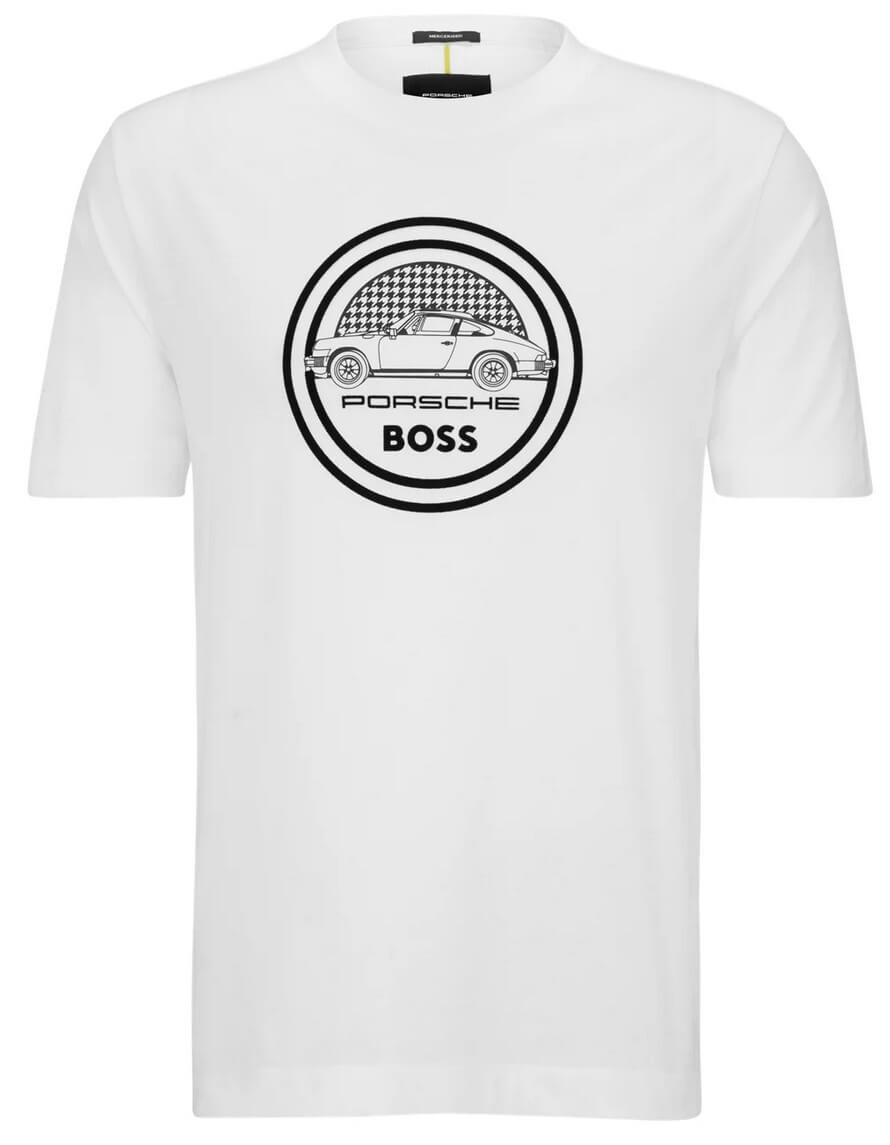 

Футболка Porsche x Boss Mercerized-cotton With Flock-print Logo, белый