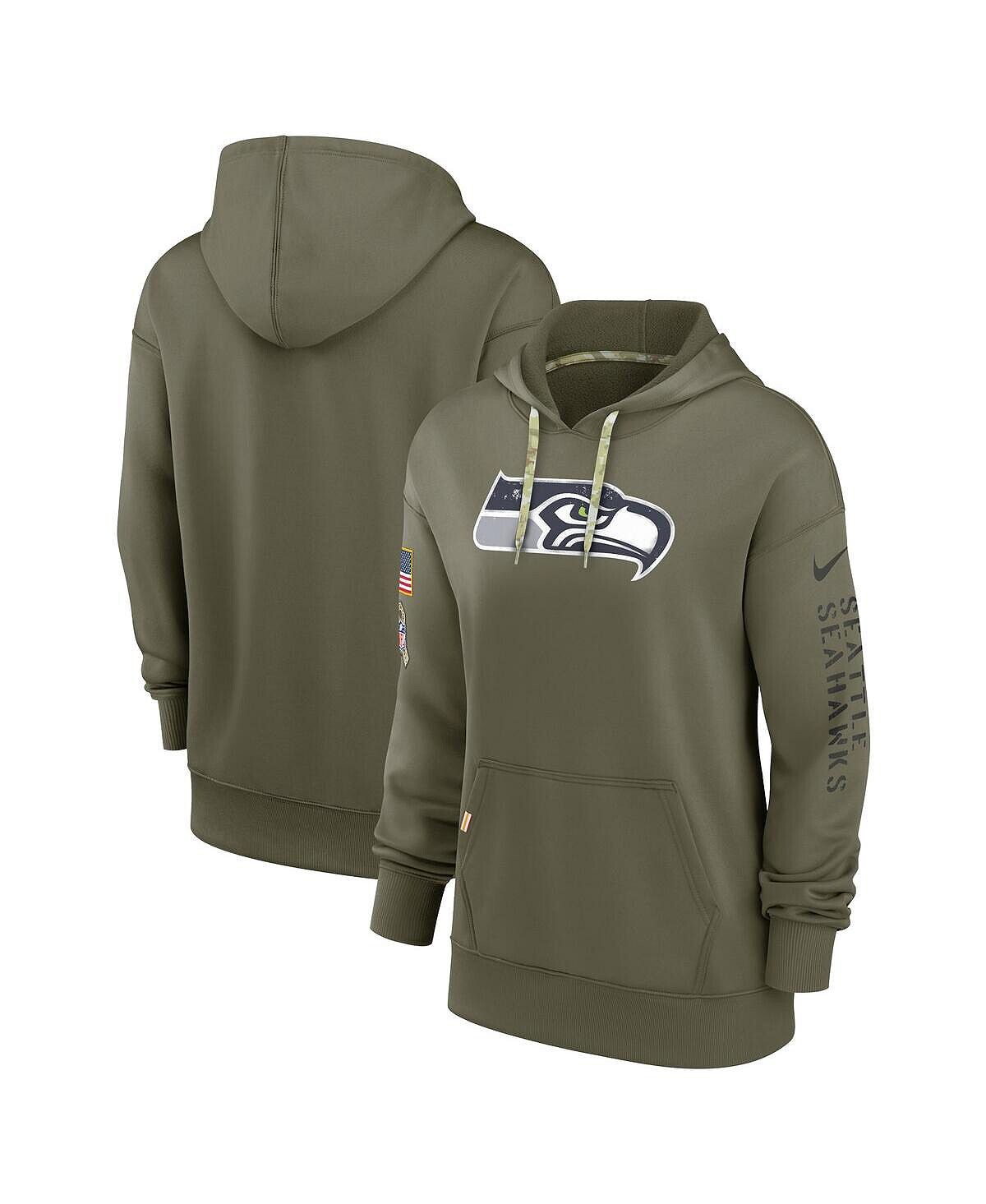 

Женская толстовка с капюшоном olive seattle seahawks 2022 salute to service performance Nike, Серый