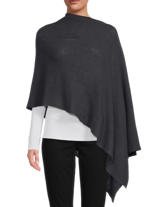 

Асимметричное шерстяное пончо Portolano Dark grey, Серый