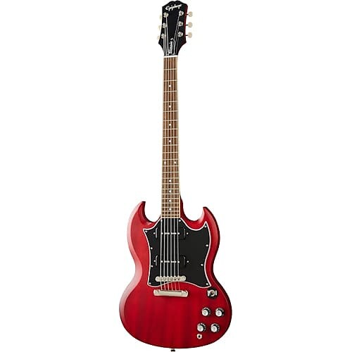 

Epiphone SG Classic Worn P-90 в цвете Worn Cherry SG Classic Worn P-90s in Worn Cherry