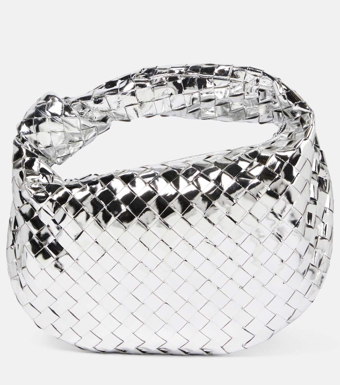 

Сумка-тоут Jodie Mini из металлизированной кожи Bottega Veneta, серебряный