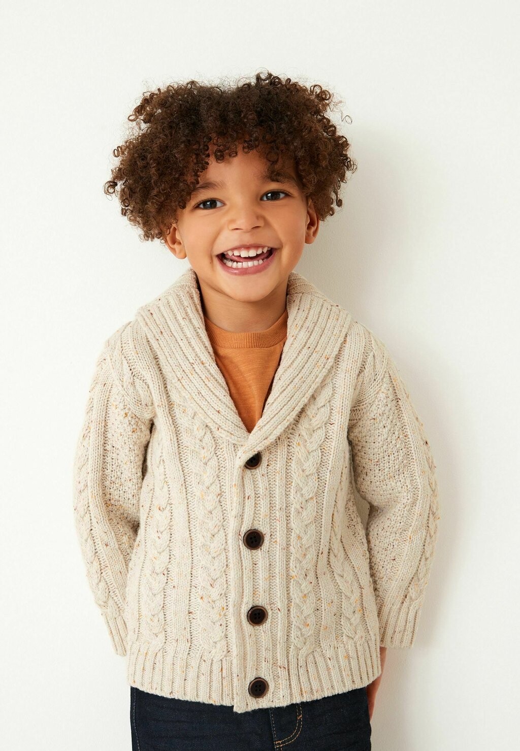 Кардиган SHAWL COLLAR CABLE CARDIGAN Next, цвет ecru cream