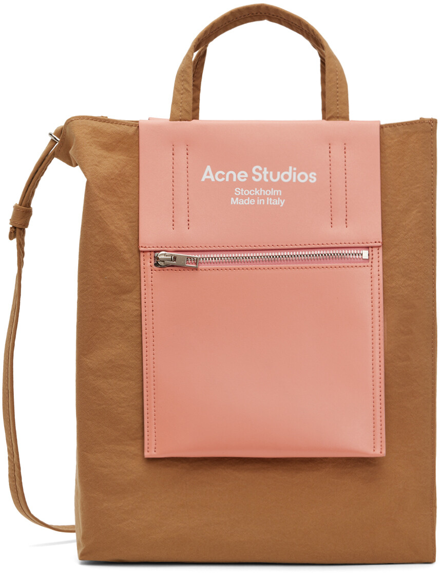 

Коричнево-розовая объемная сумка Papery Acne Studios