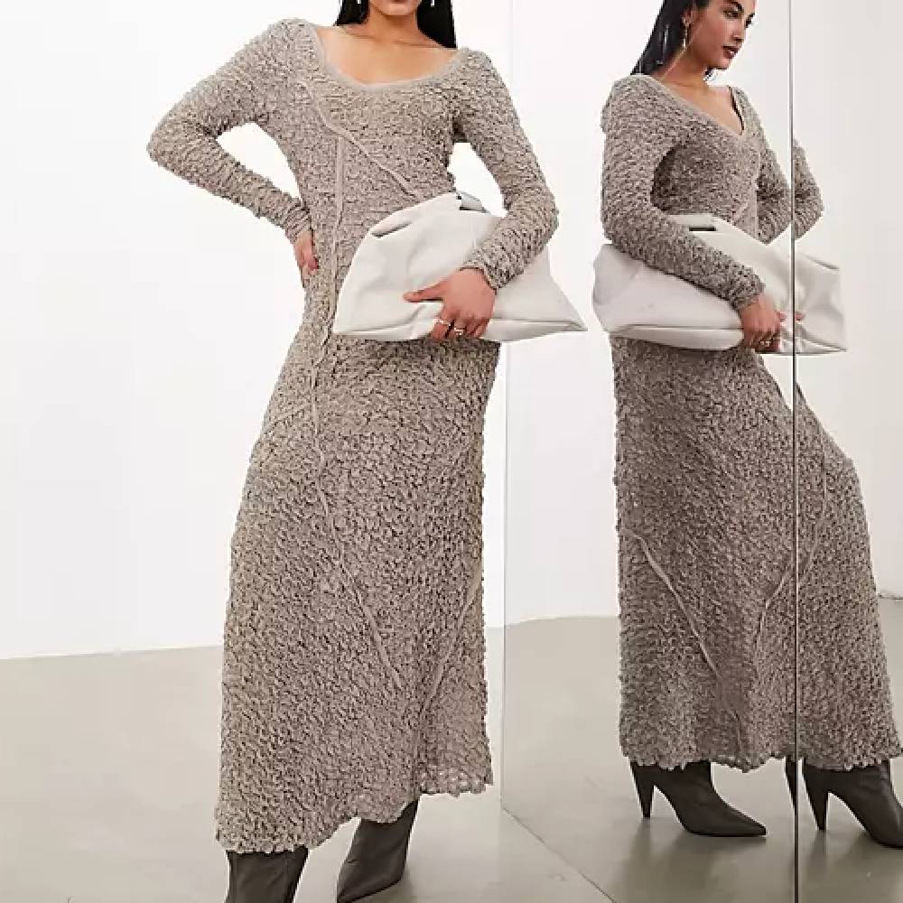 Платье Asos Edition Textured Crinkle, серый