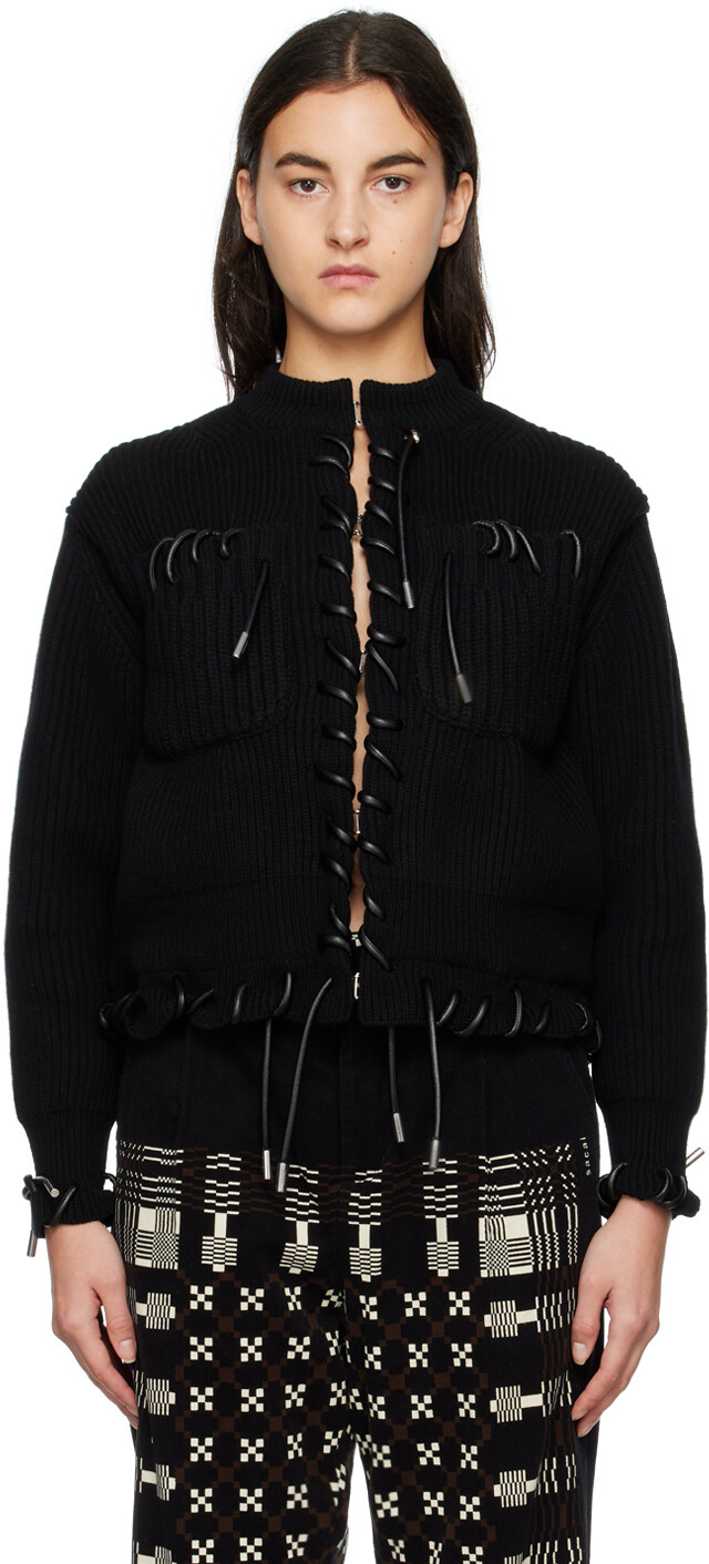 

Черный кардиган на шнуровке sacai