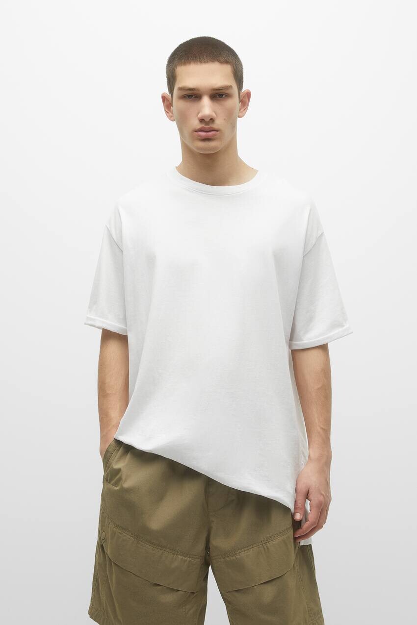 

Удлиненная базовая футболка Pull&Bear, белый