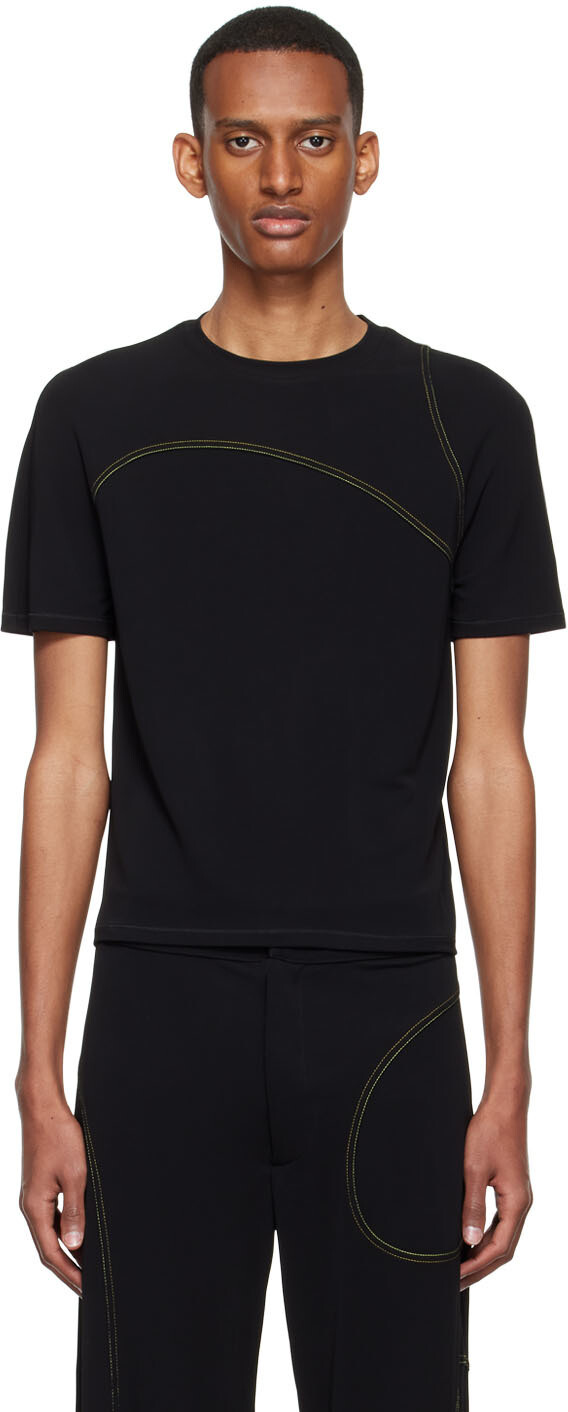 

Черная футболка из вискозы Eckhaus Latta