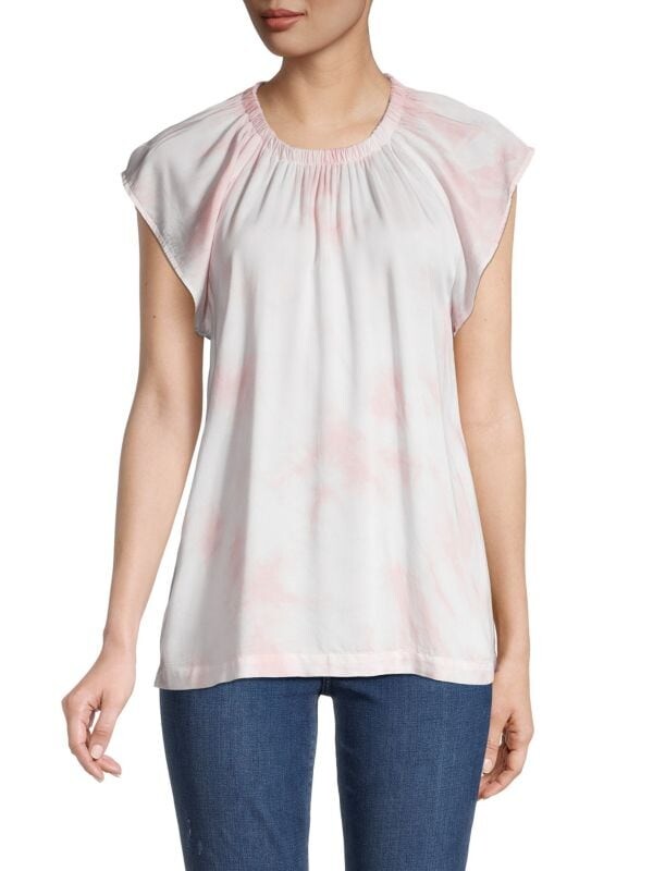 

Топ с эластичным воротником и рукавами-крылышками Cloth & Stone White pink