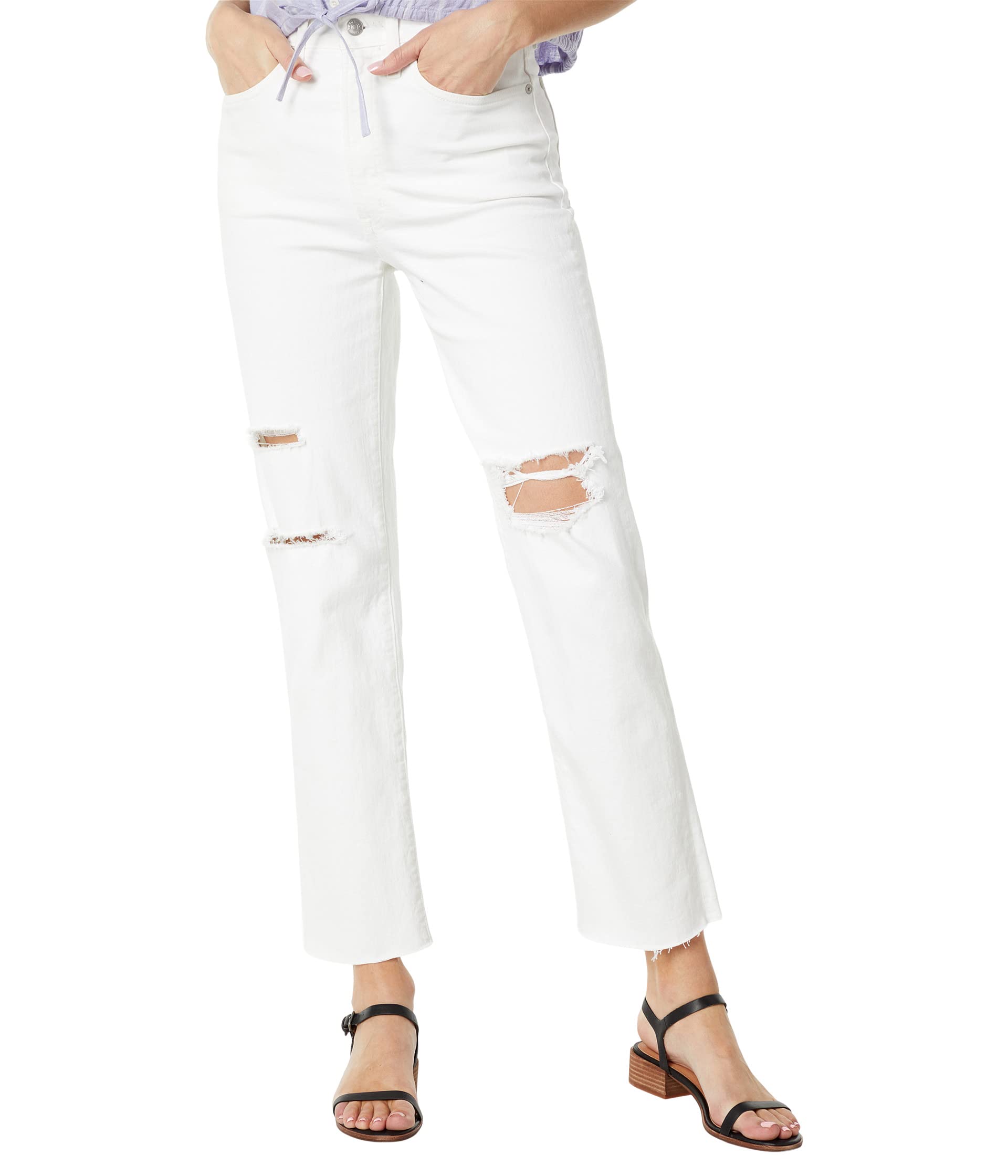Джинсы Madewell, The Perfect Vintage Straight Jean in Tile White: Ripped-Knee Edition
