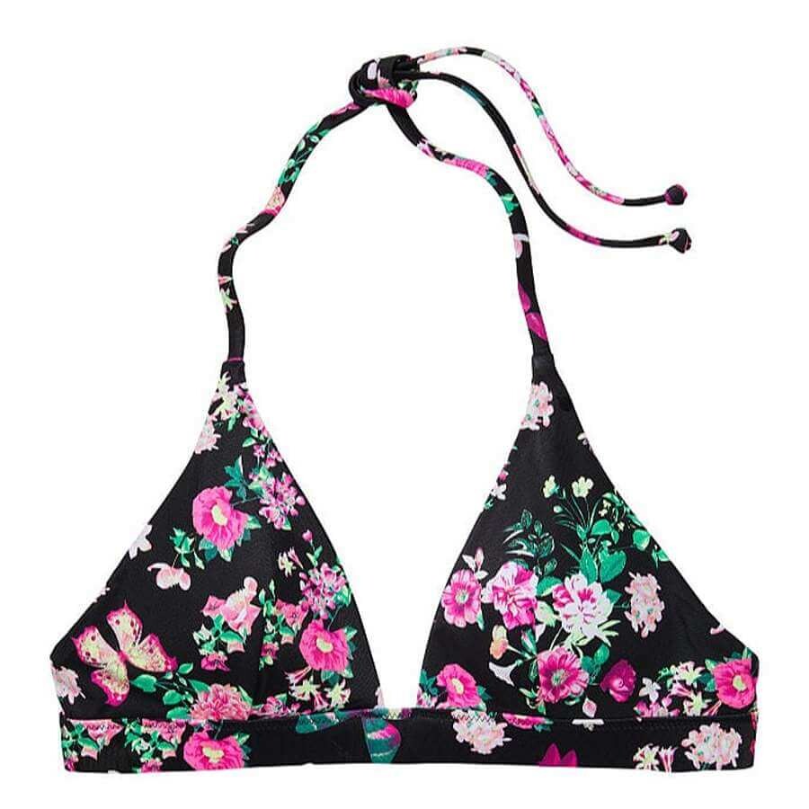 

Лиф бикини Victoria's Secret Swim Mix-and-Match Halter, черный/цветочный