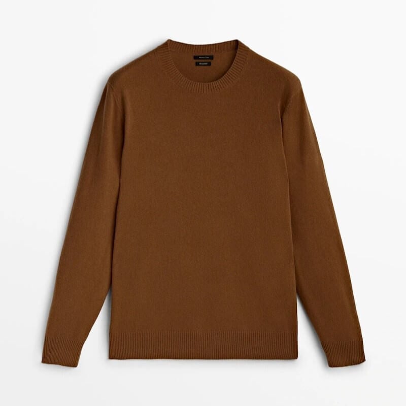 

Свитер Massimo Dutti 100% Cashmere Crew Neck, коричневый