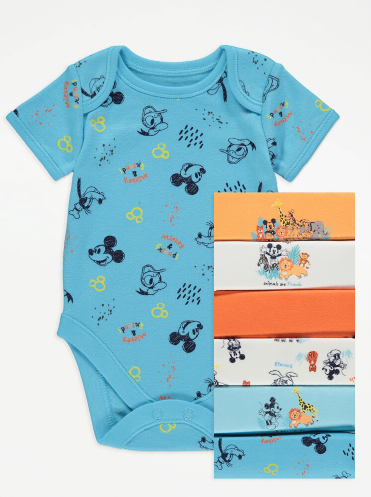 

Набор из 7 боди с короткими рукавами и животными Disney Mickey & Friends Safari Animal George.