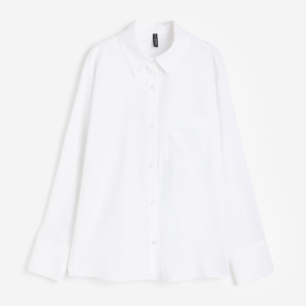 Рубашка H&M Linen-blend, белый