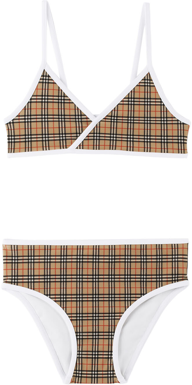 

Детский комплект бикини в бежевую клетку Burberry