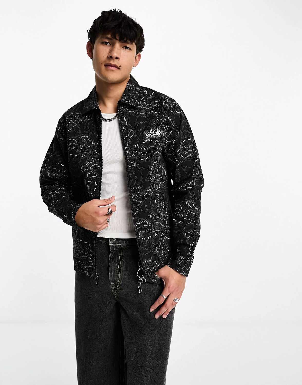 

Жакет Rip N Dip Co-ord Coach With All Over Cat Print, черный