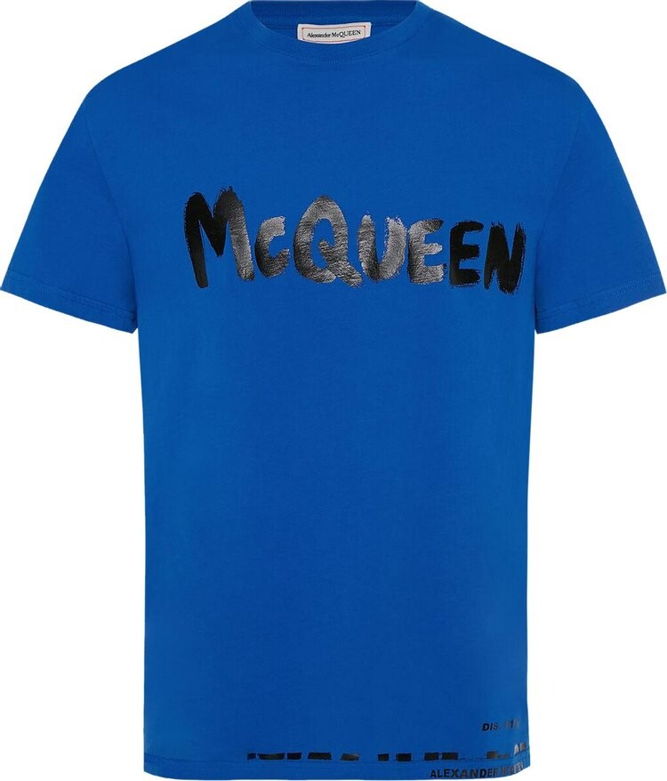 Alexander McQueen Graffiti Print T Shirt Royal Blue Mix CDEK.Shopping