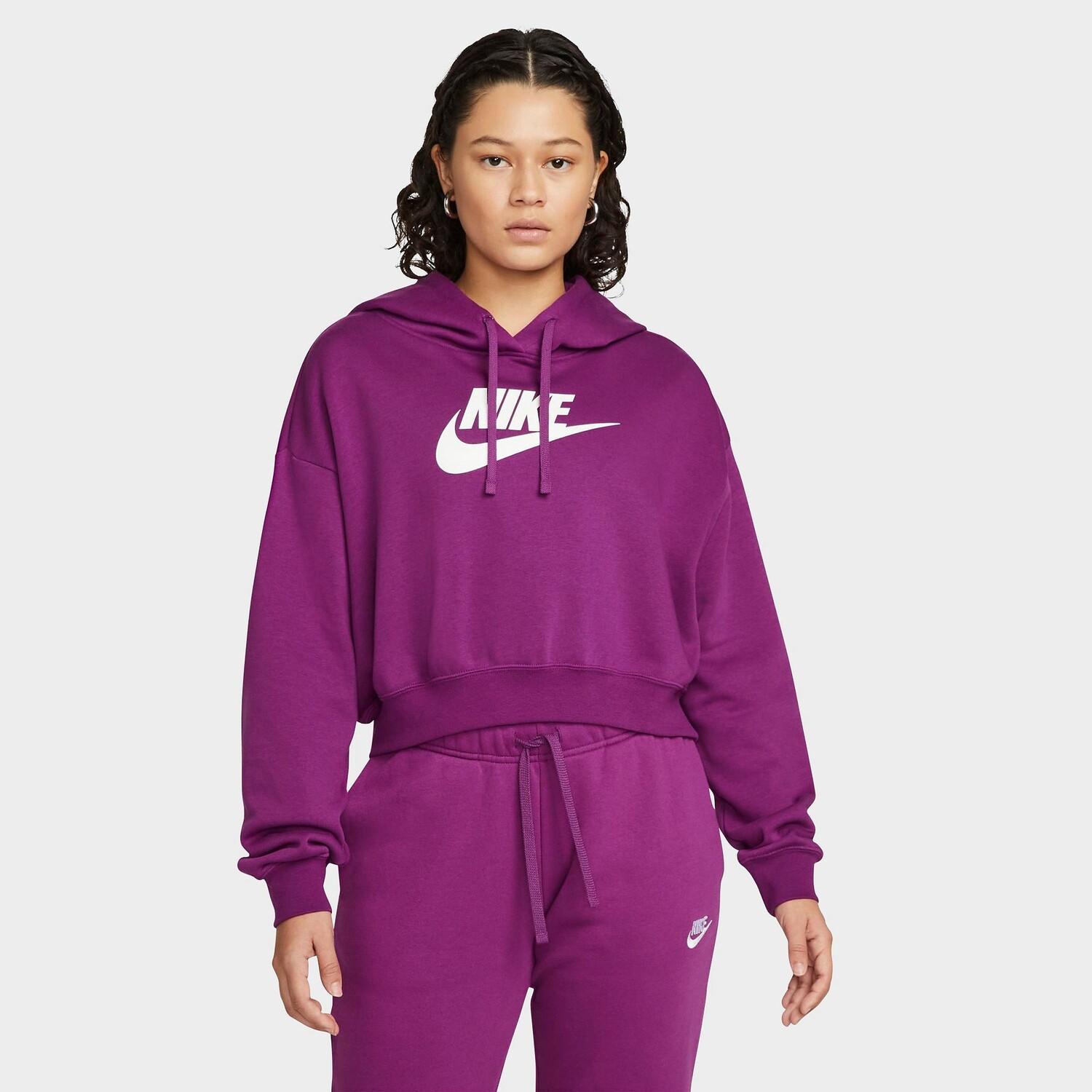 

Женская укороченная флисовая худи Nike Sportswear Club, фиолетовый