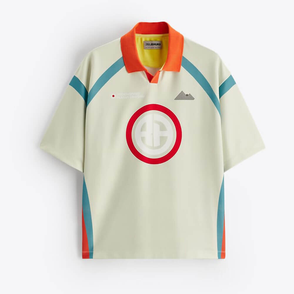 

Рубашка поло Zara Colour Block X Rhuigi Limited Edition, белый/оранжевый/голубой