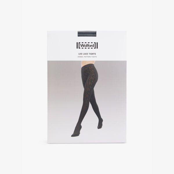 

Эластичные кружевные колготки с логотипом Leo на поясе Wolford, черный