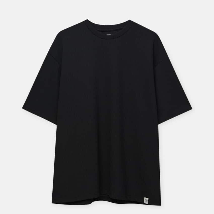 

Футболка Pull&Bear Plush Boxy-fit, черный