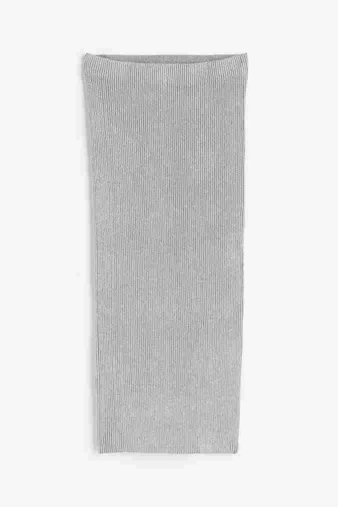 Юбка H&M Ribbed Knit, серебристый кожаная юбка облегающая бедра женская длинная юбка новинка весны 2022 модная облегающая юбка средней длины юбка с разрезом