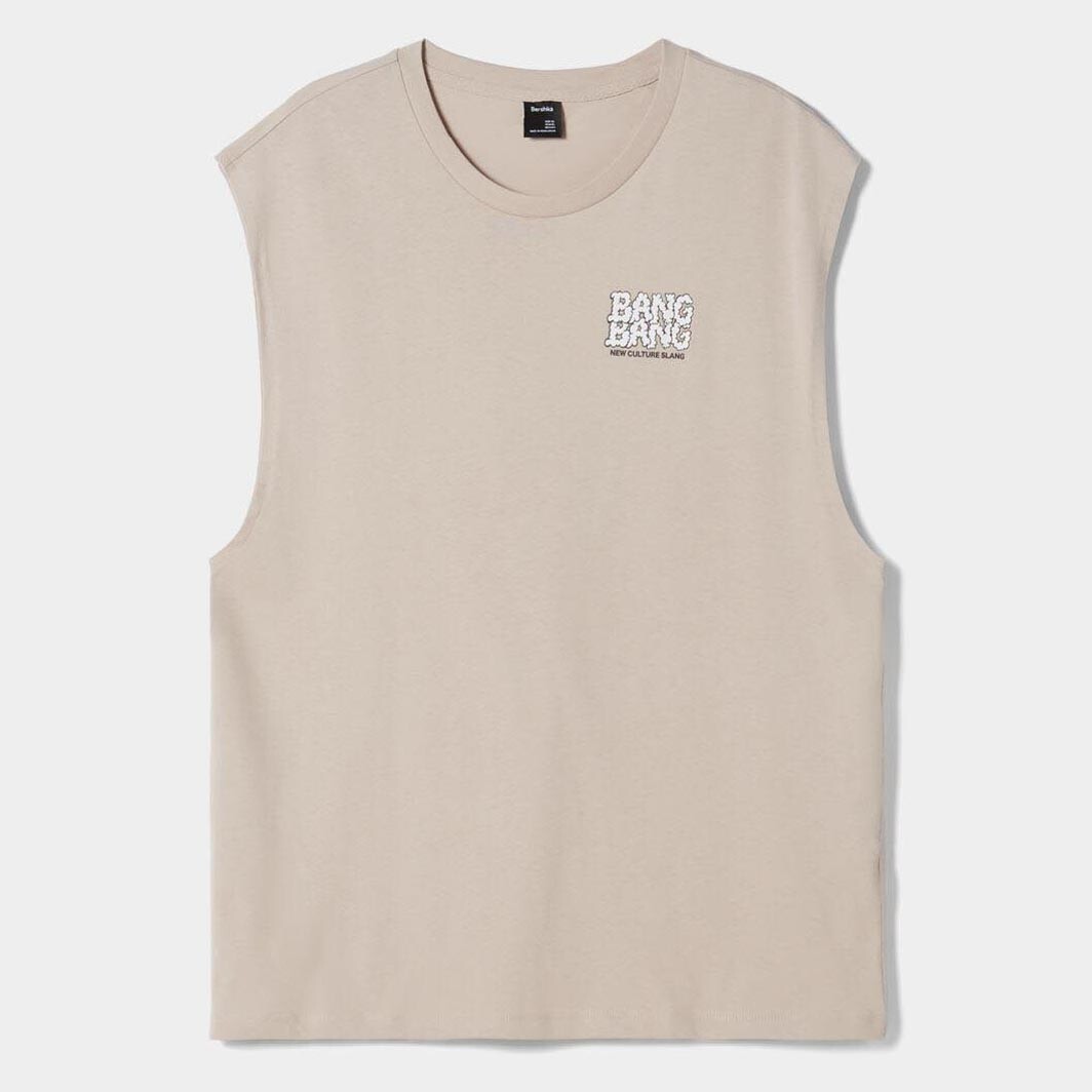 

Футболка Bershka Worker-style Fit Sleeveless, бежевый
