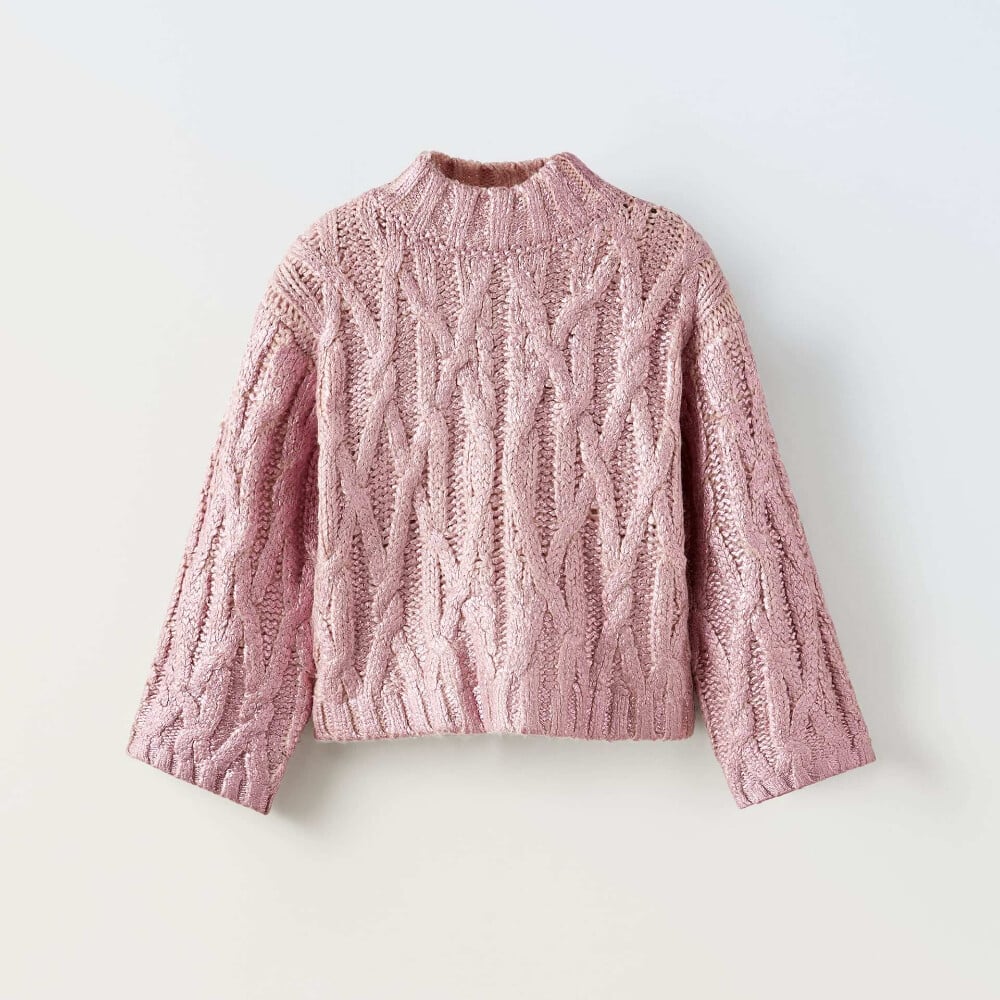 

Свитер для девочки Zara Metallic Cable-knit, розовый