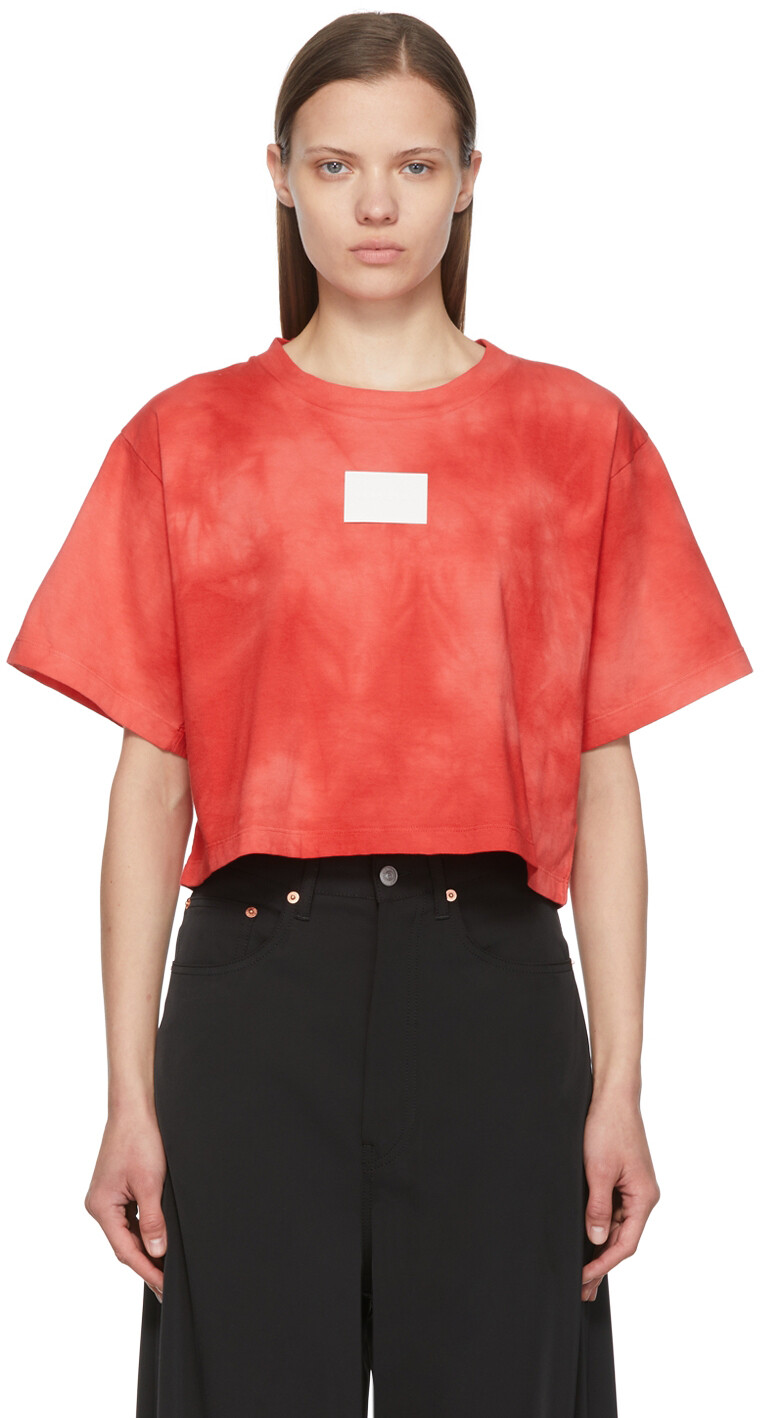 

Красная хлопковая футболка MM6 Maison Margiela