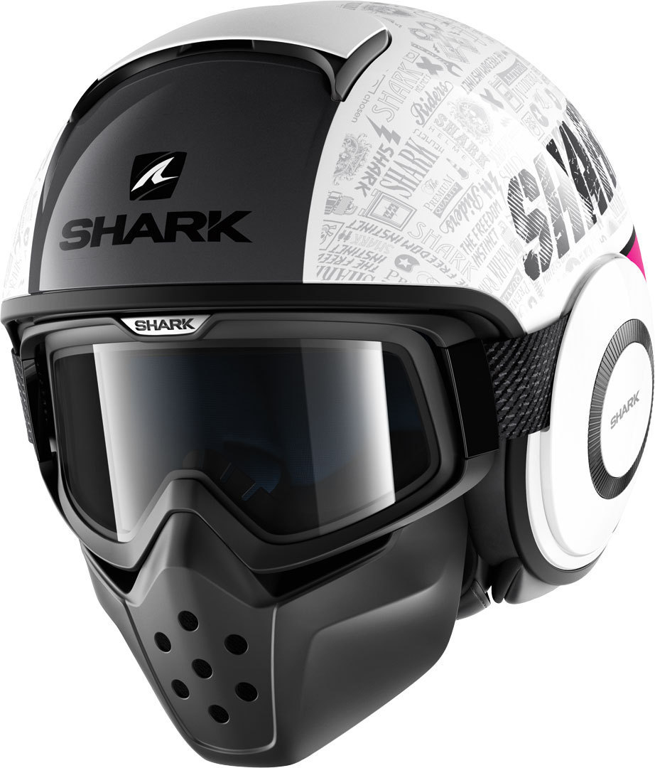 Шлем Shark Drak Tribute RM с логотипом, белый/пурпурный shark drak tribute mat rm реактивный шлем серый желтый