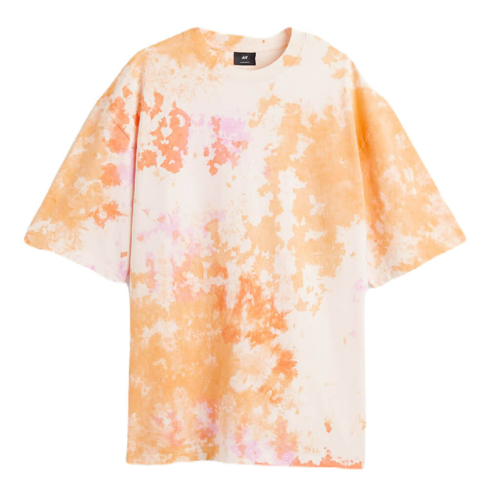

Футболка H&M Oversized Cotton, бежевый/оранжевый